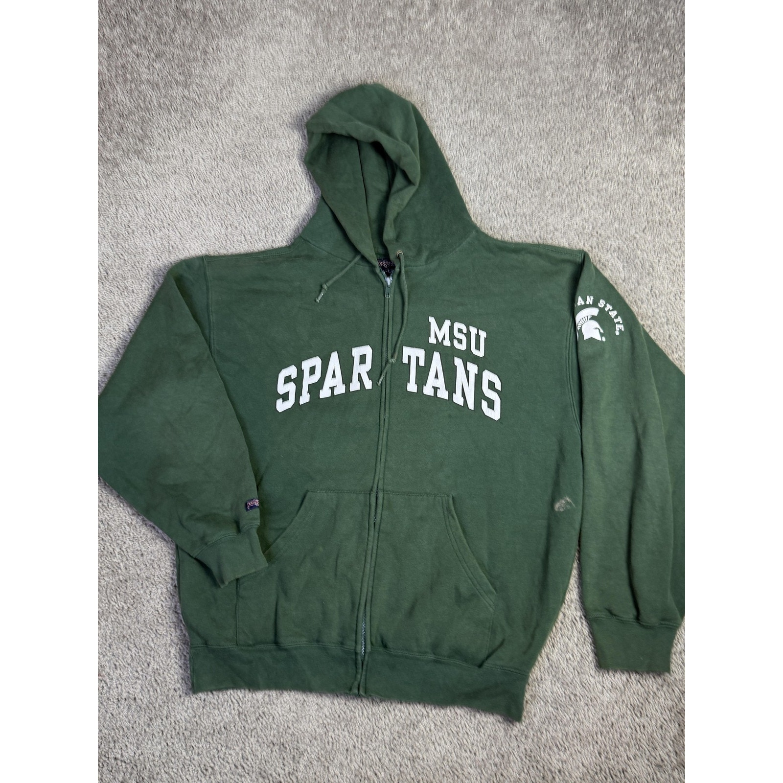 Vintage Michigan State Spartans Hoodie Mens L Green Ncaa Basketball Jansport